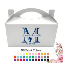 initial monogram wedding personalized White Take Out Gable Wedding Gift Boxes