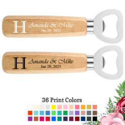 initial monogram wedding wood bottle openers