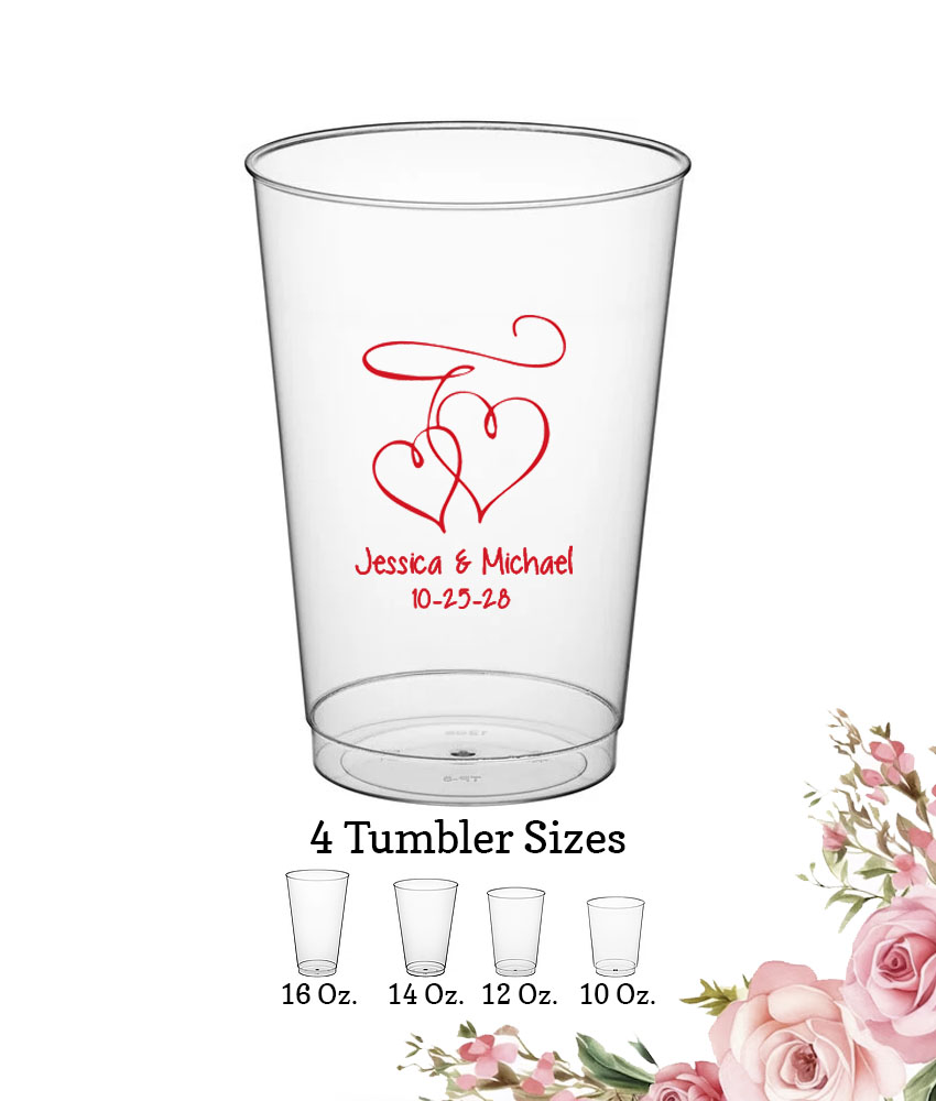 interlocking hearts custom wedding clear plastic tumbler interlocking hearts custom wedding clear plastic tumbler