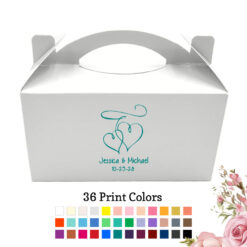 interlocking hearts wedding personalized White Take Out Gable Wedding Gift Boxes
