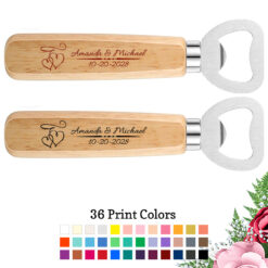 interlocking hearts wedding wood bottle openers