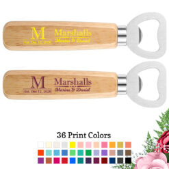 last name monogram wedding wood bottle openers