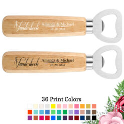last name script wedding wood bottle openers