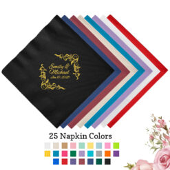 leaf scroll border 3 ply wedding personalized paper beverage napkins