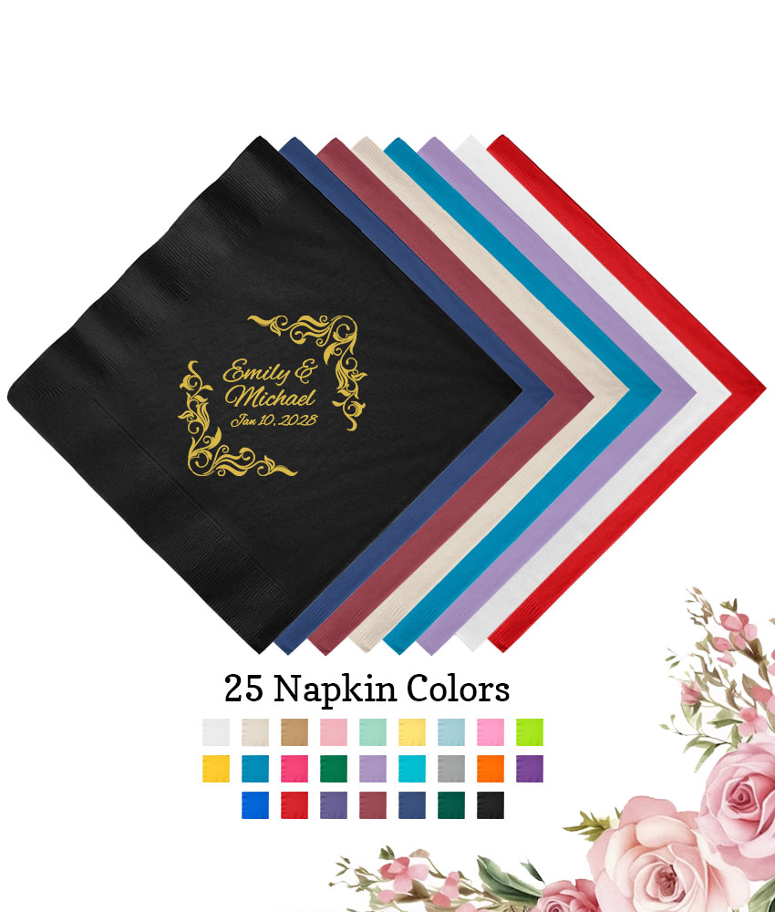 leaf scroll border 3 ply wedding personalized paper beverage napkins leaf scroll border 3 ply wedding personalized paper beverage napkins