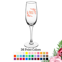 leaf scroll border 8 oz personalized champagne flute glass wedding favors