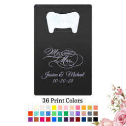 mr mrs script wedding personalized credit card bottle opener black