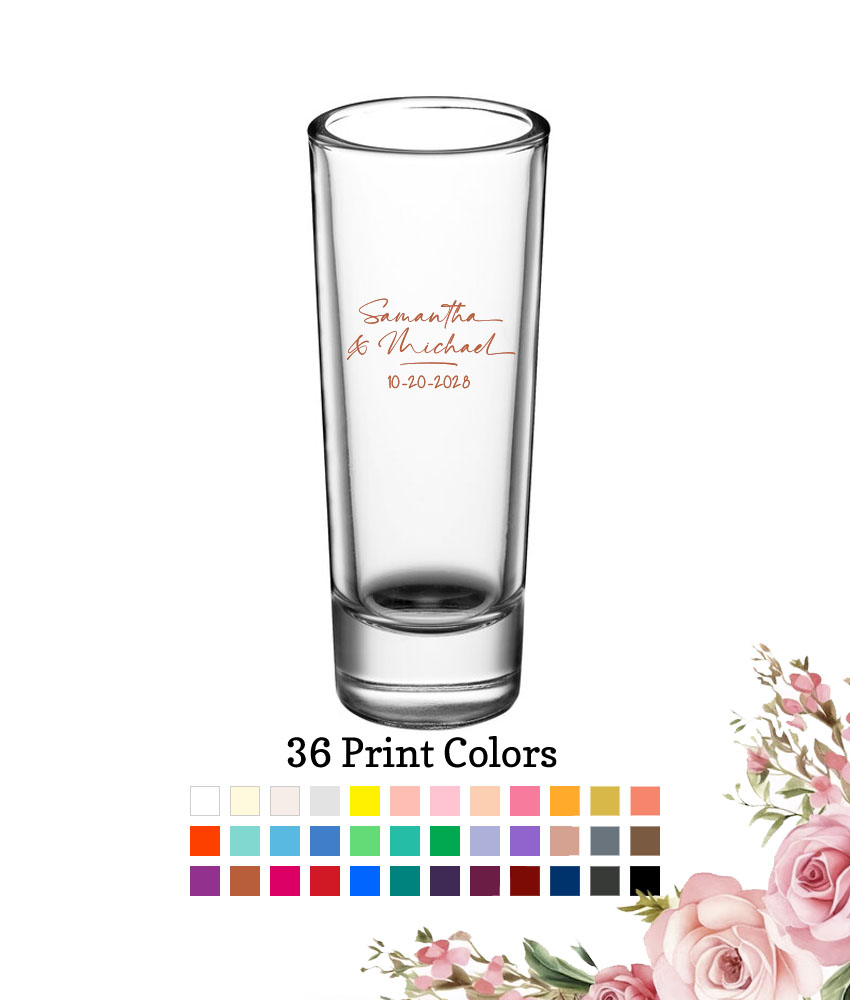 name signature 2 oz wedding personalized tall shooter shot glass name signature 2 oz wedding personalized tall shooter shot glass