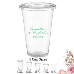 names signature custom wedding clear plastic cups with lids