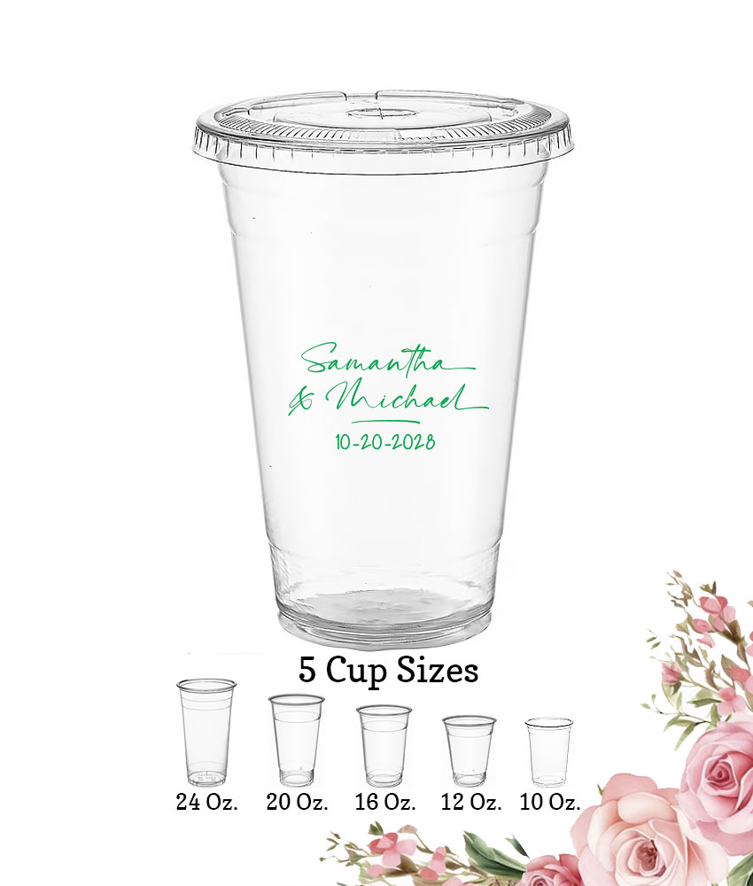 names signature custom wedding clear plastic cups with lids names signature custom wedding clear plastic cups with lids