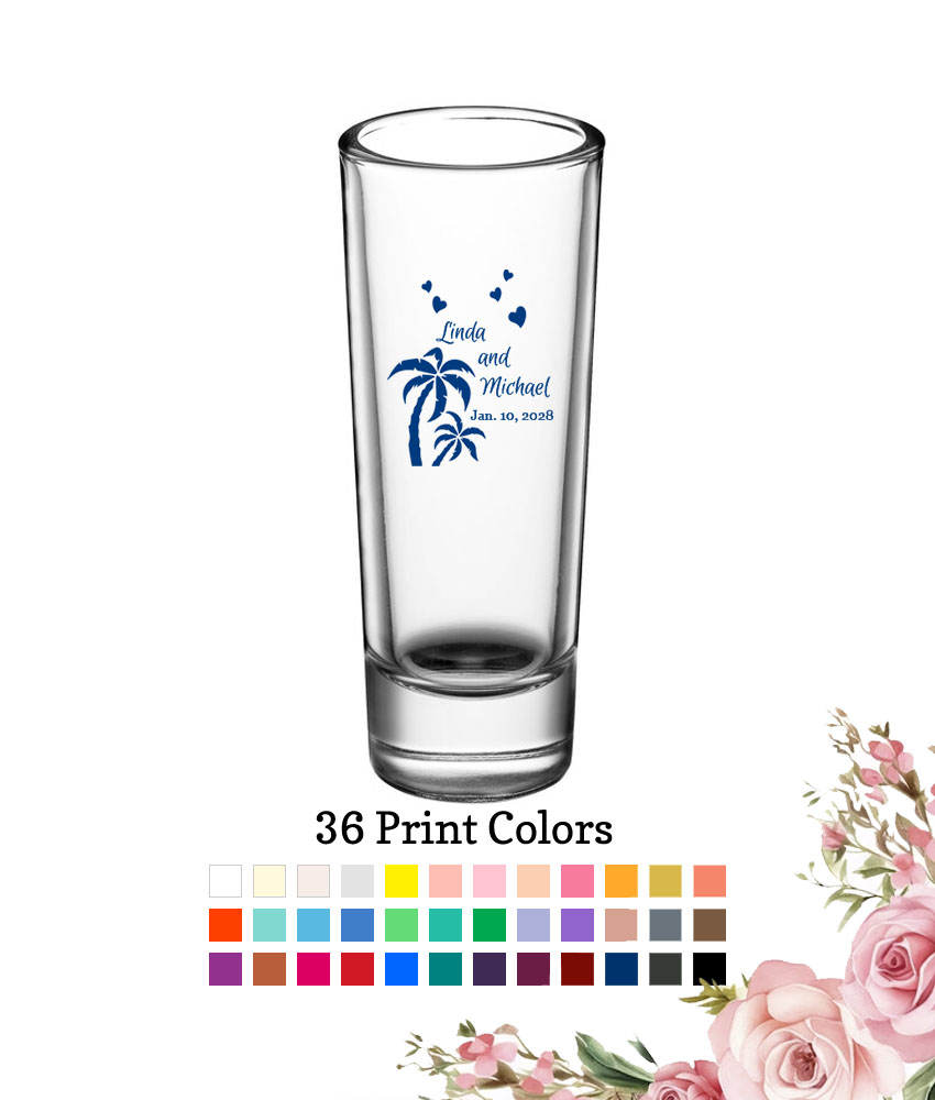 palm tree 2 oz wedding personalized tall shooter shot glass palm tree 2 oz wedding personalized tall shooter shot glass
