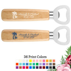 palm tree wedding wood bottle openers
