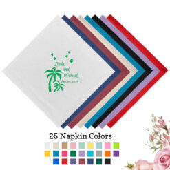 palm trees 3 ply wedding personalized paper beverage napkins