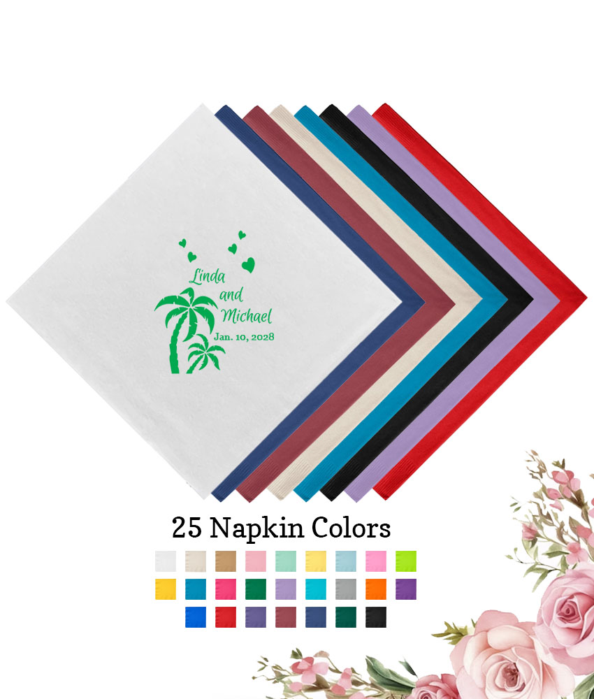 palm trees 3 ply wedding personalized paper beverage napkins palm trees 3 ply wedding personalized paper beverage napkins