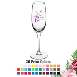 palm trees 8 oz personalized champagne flute glass wedding favors