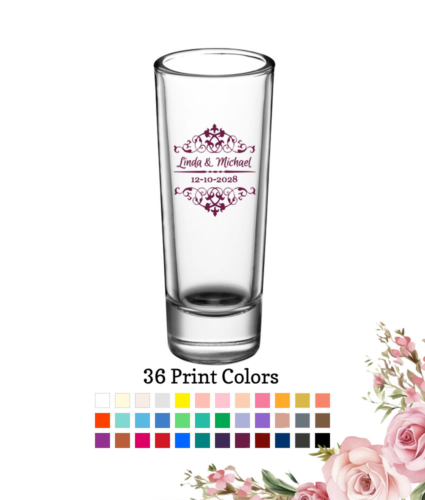 scroll 2 oz wedding personalized tall shooter shot glass scroll 2 oz wedding personalized tall shooter shot glass