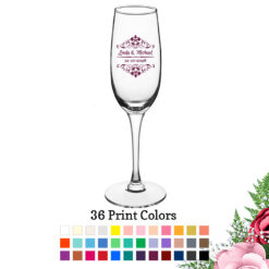scroll 8 oz personalized champagne flute glass wedding favors
