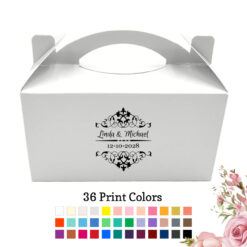 scroll wedding personalized White Take Out Gable Wedding Gift Boxes