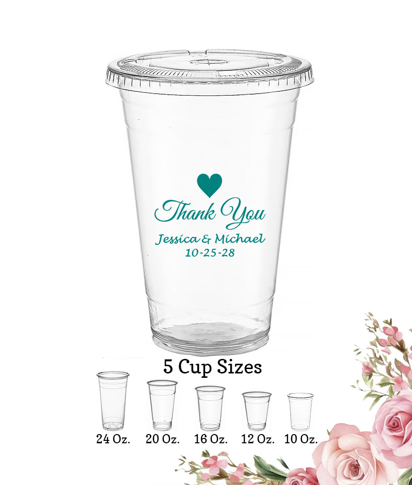 thank you custom wedding clear plastic cups with lids thank you custom wedding clear plastic cups with lids