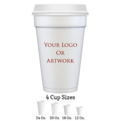 personalized white foam cups with lids your logo