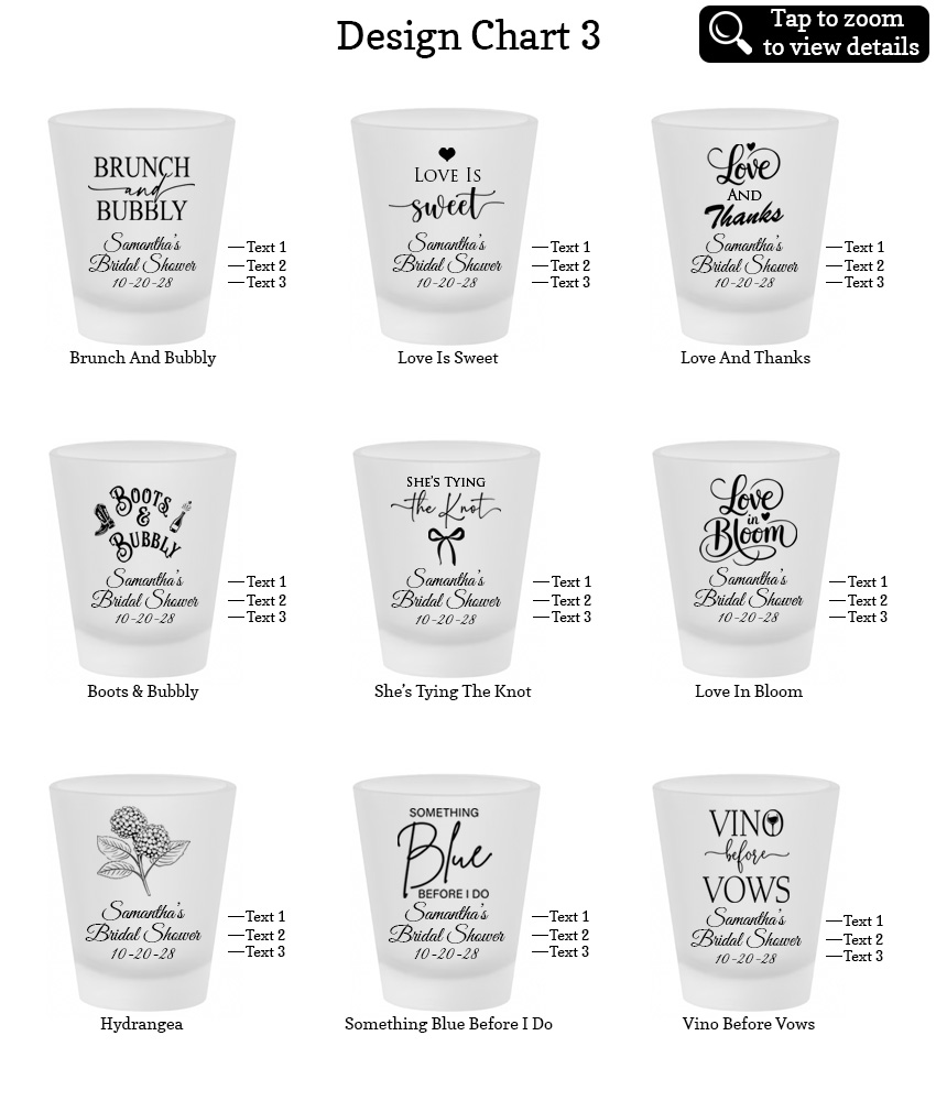 1.75 oz frosted shot glass bridal shower favors design chart 3 1.75 oz frosted shot glass bridal shower favors design chart 3
