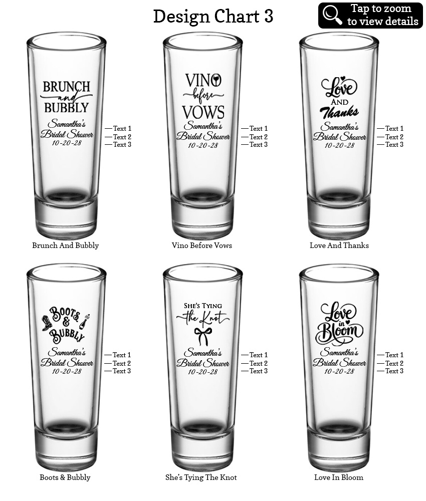 2 oz tall shot glass bridal shower favors design chart 3 2 oz tall shot glass bridal shower favors design chart 3