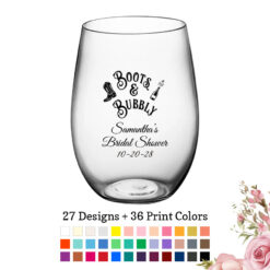 boots and bubbly bridal shower favors 16 oz plastic wine glass