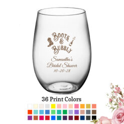 boots and bubbly bridal shower favors 16 oz plastic wine glass