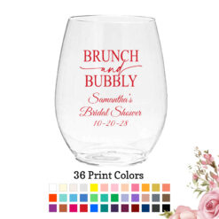 brunch and bubbly bridal shower favors plastic wine glass