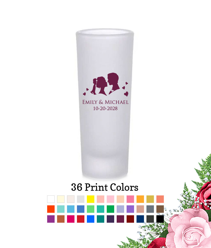 couple custom frosted tall shot glass wedding souvenirs couple custom frosted tall shot glass wedding souvenirs