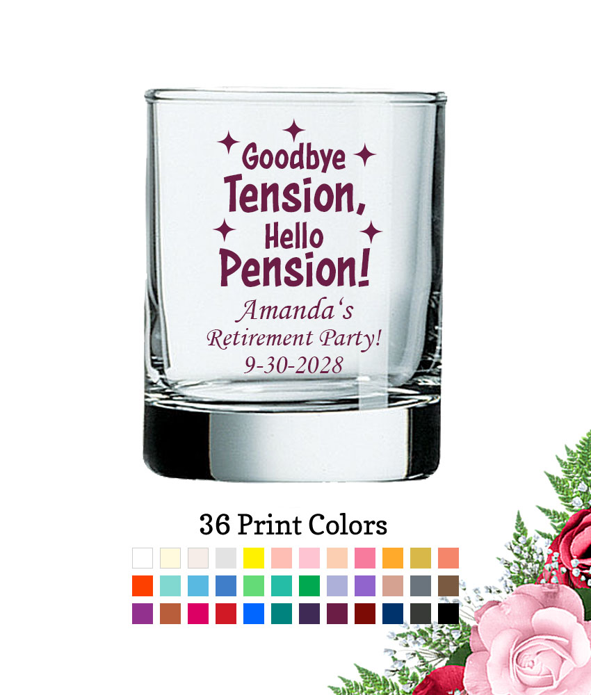 goodbye tension hello pension retirement party favors votive shot glass goodbye tension hello pension retirement party favors votive shot glass