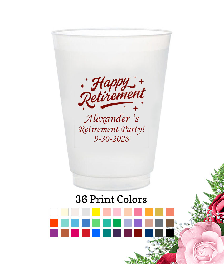 happy retirement retirement party favors frosted flex cup