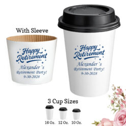 happy retirement retirement party favors paper coffee hot cups with lids and sleeve
