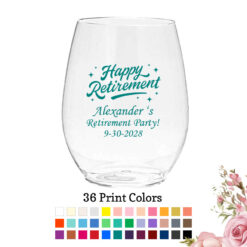 happy retirement retirement party favors plastic wine glass