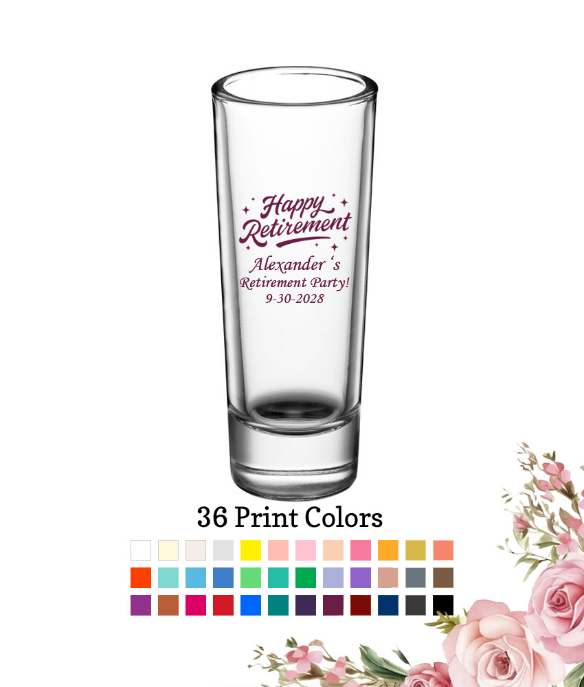 happy retirement retirement party favors tall shooter shot glass