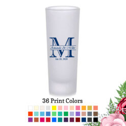 initial monogram custom frosted tall shot glass wedding souvenirs