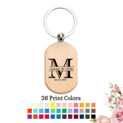 initial monogram personalized wood keychain wedding favors