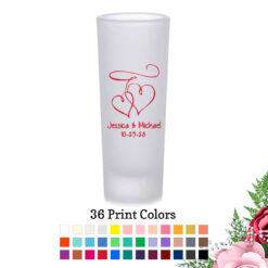 interlocking hearts custom frosted tall shot glass wedding souvenirs