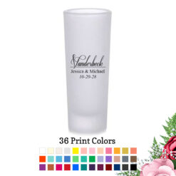 last name script custom frosted tall shot glass wedding souvenirs