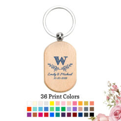 leaf monogram wedding personalized wood keychain wedding favors