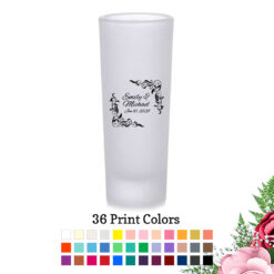 leaf scroll border custom frosted tall shot glass wedding souvenirs