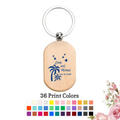 palm trees personalized wood keychain wedding favors