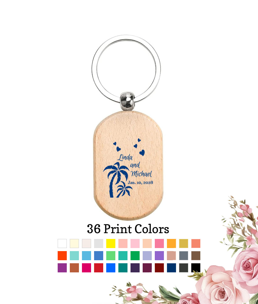 palm trees personalized wood keychain wedding favors palm trees personalized wood keychain wedding favors