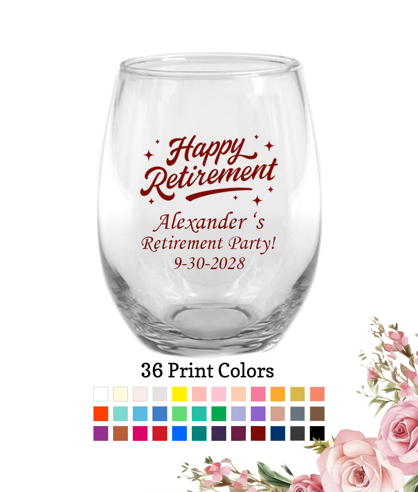 retirement party favors wine glasses happy retirement