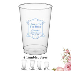 scroll cheers to the bride bridal shower favors clear plastic tumbler