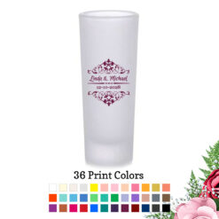 scroll custom frosted tall shot glass wedding souvenirs