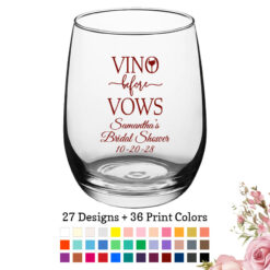 vino before vows large wine glasses bridal shower favors 15 oz