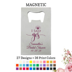 I said yes bridal shower favors personalized credit card bottle opener silver