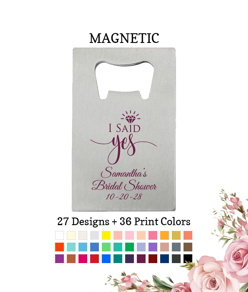 I said yes bridal shower favors personalized credit card bottle opener silver I said yes bridal shower favors personalized credit card bottle opener silver