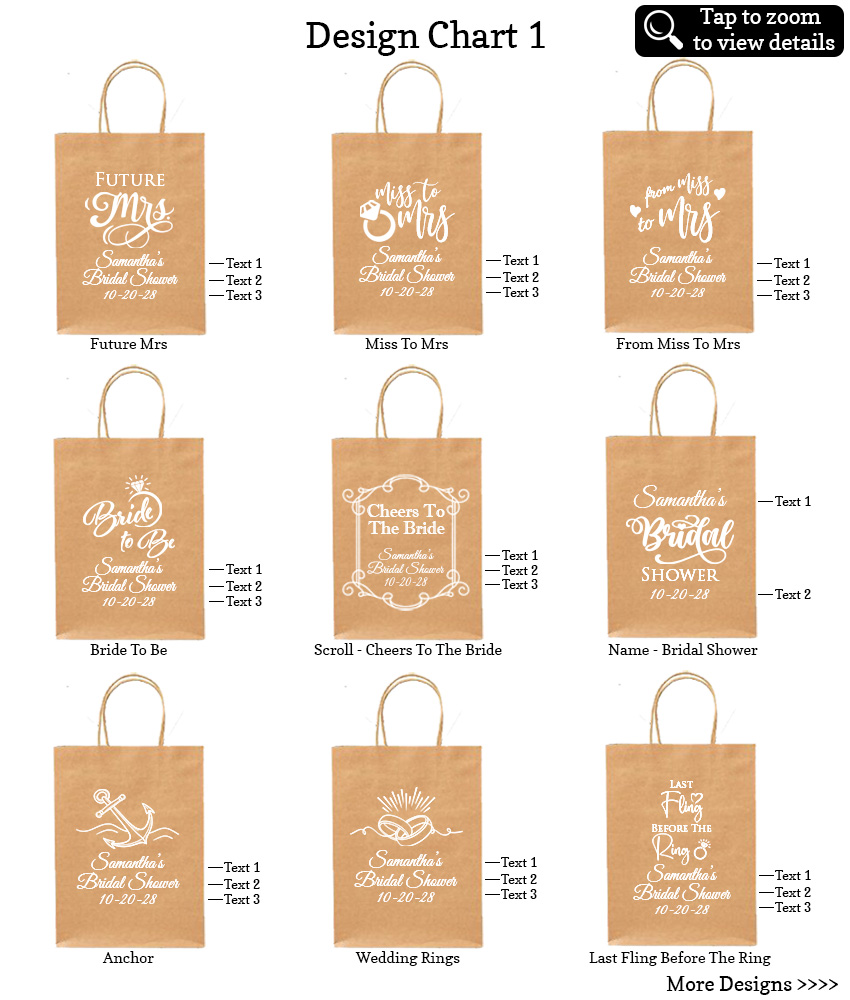bridal shower paper tote bags design chart 1 bridal shower paper tote bags design chart 1